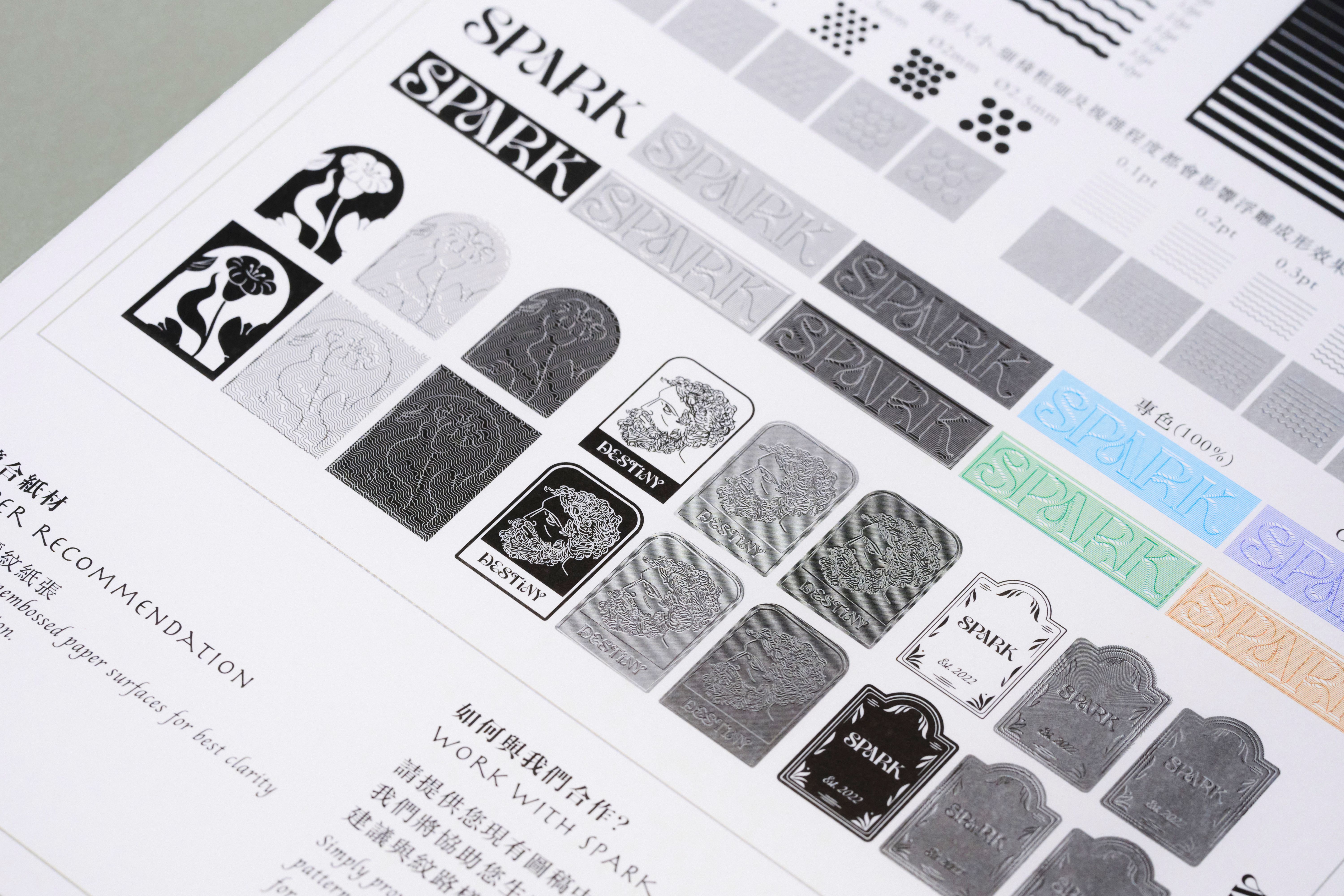 浮雕底紋Guilloché工法——書頁中的精密幾何線條，與鈔票同級的防偽印刷